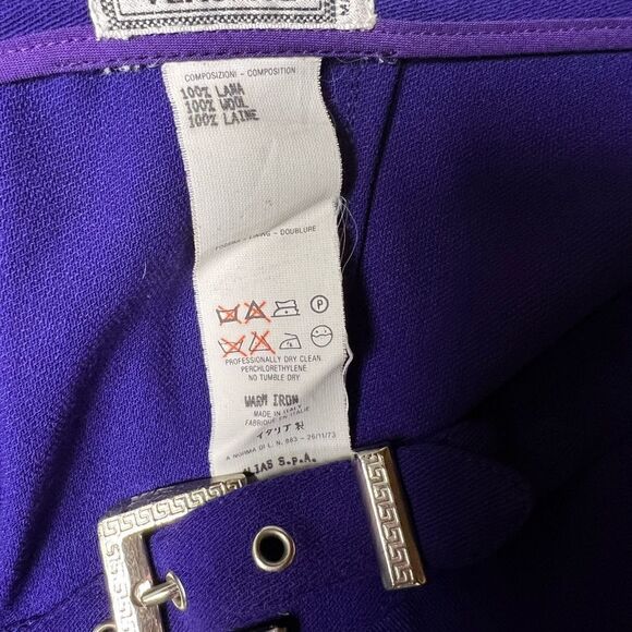 VTG Gianni Versace Purple Straight leg Wool Trousers Pants Women’s 33 in waist - Picture 6 of 11